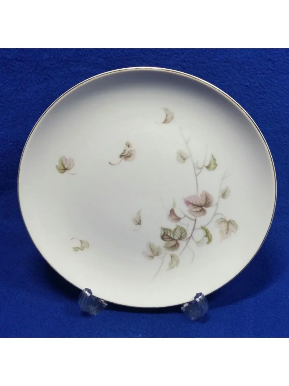 Vintage Yamaka Breeze Salad Plate 674 Pink Brown and Green Leaves 1950's MCM